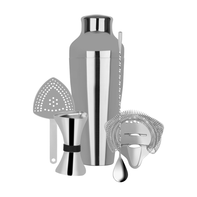 ZANZI COCKTAIL SET w/2pc SHAKER S/S 5pc (*Z9012*) =  1 X SET