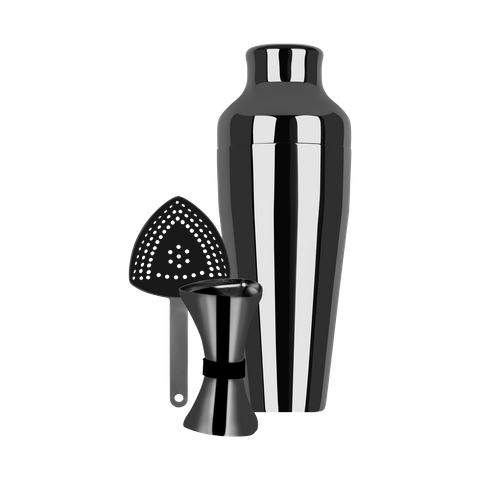 ZANZI COCKTAIL SET GUN METAL 3pc (*Z9010*) =  1 X SET