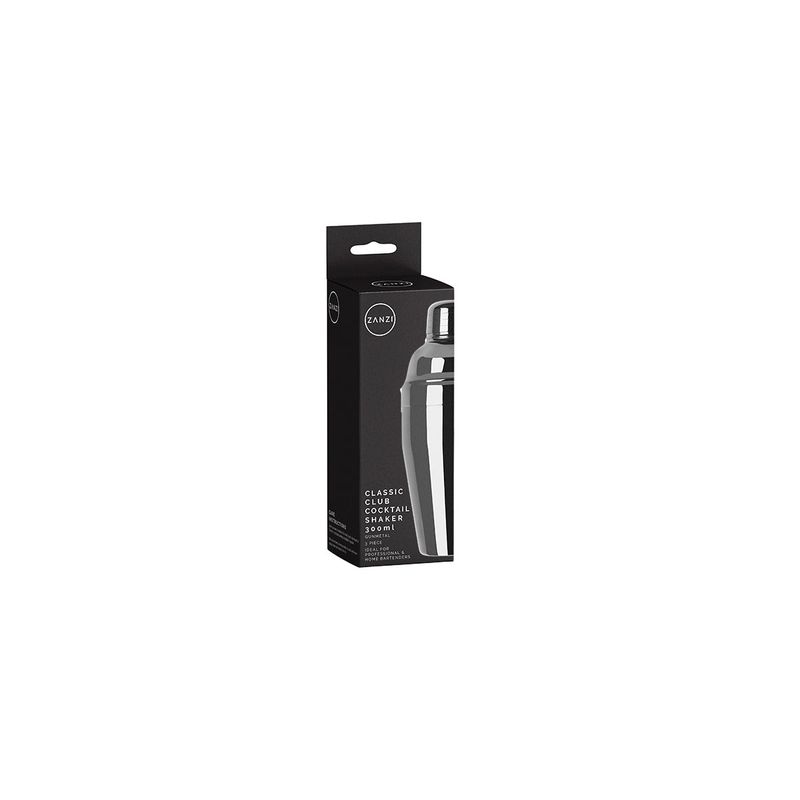 ZANZI CLASSIC CLUB COCKTAIL SHAKER 3pc GUN METAL 300ml (*Z0104*) =  1 X EACH