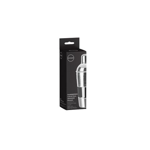 ZANZI HAMMERED  S/S COCKTAIL SHAKER 600ml w/ GUN METAL BAND (*Z0201*) =  1 X EACH