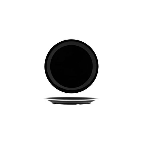 JAB VINTAGE BLACK/WHITE RIM ENAMEL LOOK ROUND PLATE 190mm (*49940*) = PACK OF 24 X EACHES