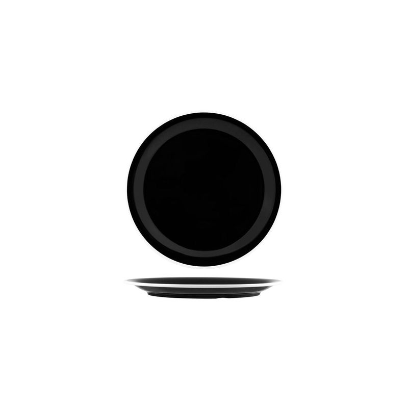 JAB VINTAGE BLACK/WHITE RIM ENAMEL LOOK ROUND PLATE 190mm (*49940*) = PACK OF 24 X EACHES