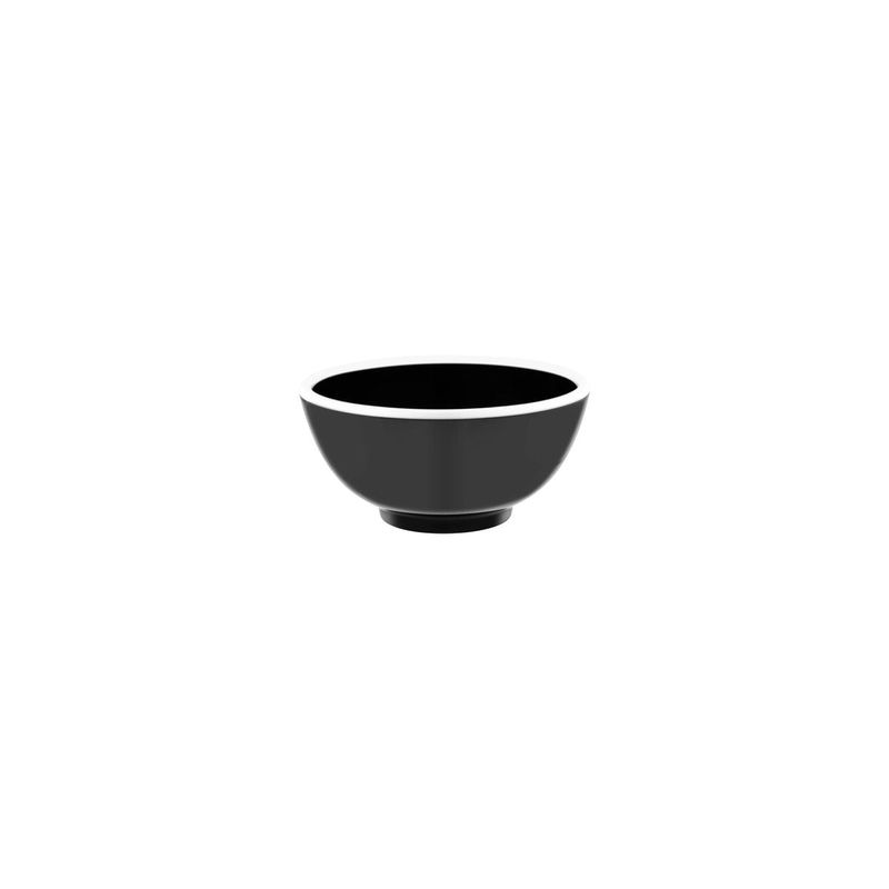 JAB VINTAGE BLACK/WHITE RIM ENAMEL LOOK ROUND BOWL 125x60mm (*49945*) = PACK OF 6 X EACHES