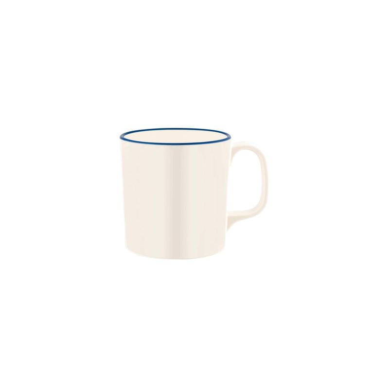 JAB VINTAGE CREAM/BLUE RIM ENAMEL LOOK MUG  80x85mm (*49938*) = PACK OF 6 X EACHES