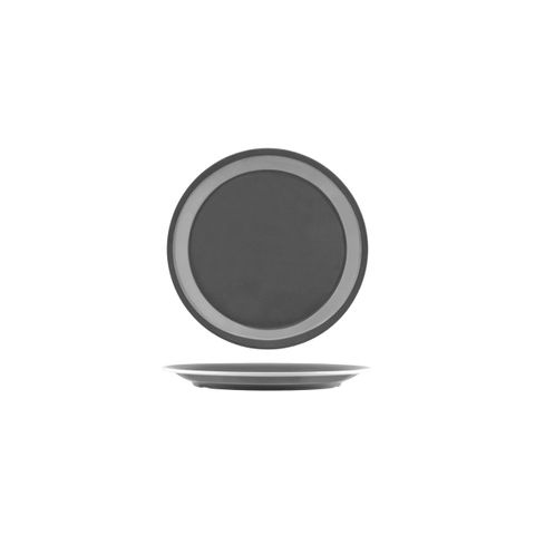 JAB VINTAGE GREY/WHITE RIM ENAMEL LOOK ROUND PLATE 190mm (*49960*) = PACK OF 24 X EACHES