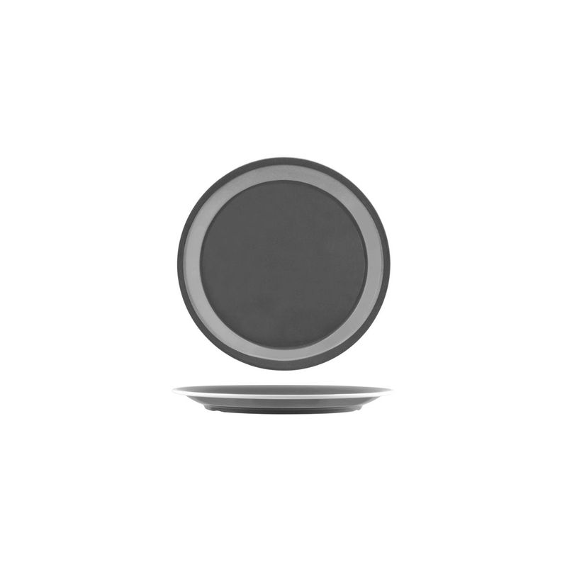 JAB VINTAGE GREY/WHITE RIM ENAMEL LOOK ROUND PLATE 190mm (*49960*) = PACK OF 24 X EACHES