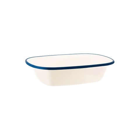 JAB VINTAGE CREAM/BLUE RIM ENAMEL LOOK RECT SERVER 200x145mm (*49933*) = PACK OF 12 X EACHES