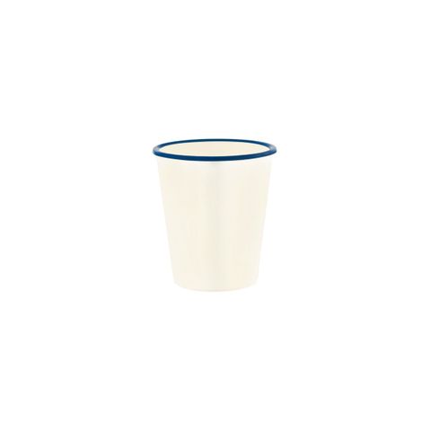 JAB VINTAGE CREAM/BLUE RIM ENAMEL LOOK TUMBLER 80x90mm (*49939*) = PACK OF 6 X EACHES