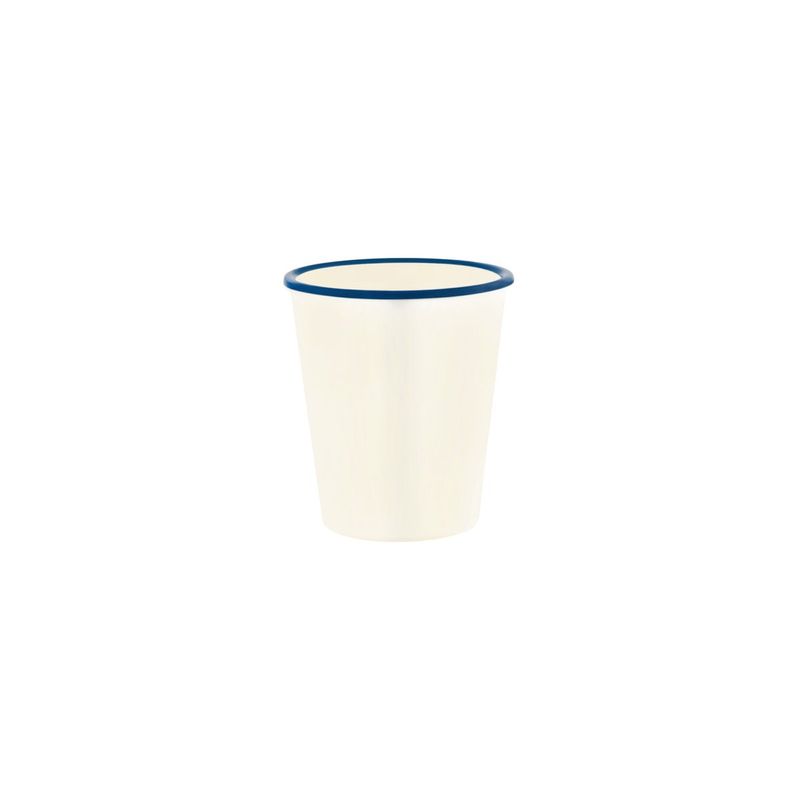 JAB VINTAGE CREAM/BLUE RIM ENAMEL LOOK TUMBLER 80x90mm (*49939*) = PACK OF 6 X EACHES
