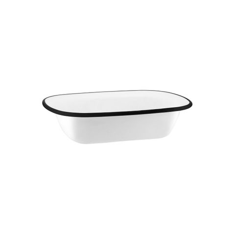 JAB VINTAGE WHITE/BLACK RIM ENAMEL LOOK RECT SERVER 200x145m (*49953*) = PACK OF 12 X EACHES