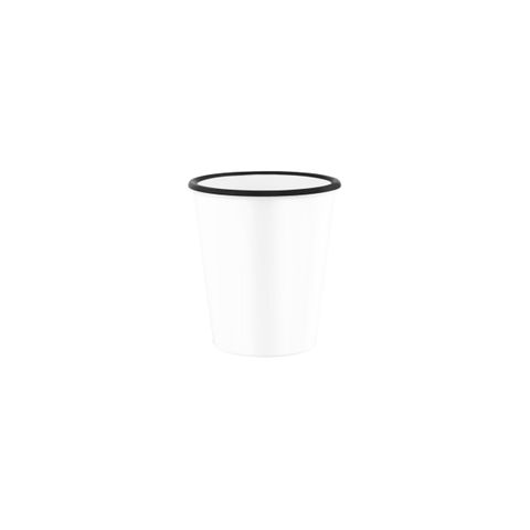 JAB VINTAGE WHITE/BLACK RIM ENAMEL LOOK TUMBLER 80x90mm (*49959*) = PACK OF 6 X EACHES