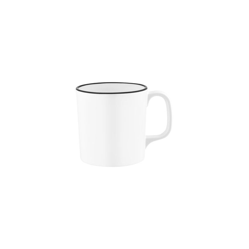 JAB VINTAGE WHITE/BLACK RIM ENAMEL LOOK MUG  80x85mm (*49958*) = PACK OF 12 X EACHES