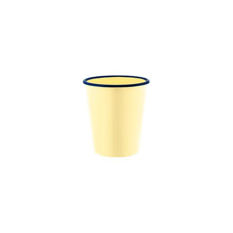 JAB VINTAGE YELLOW/BLUE RIM ENAMEL LOOK TUMBLER 80x90mm (*49929*) = PACK OF 6 X EACHES