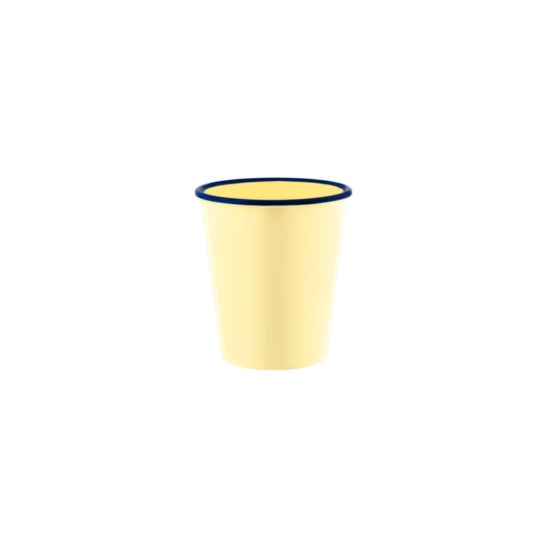 JAB VINTAGE YELLOW/BLUE RIM ENAMEL LOOK TUMBLER 80x90mm (*49929*) = PACK OF 6 X EACHES
