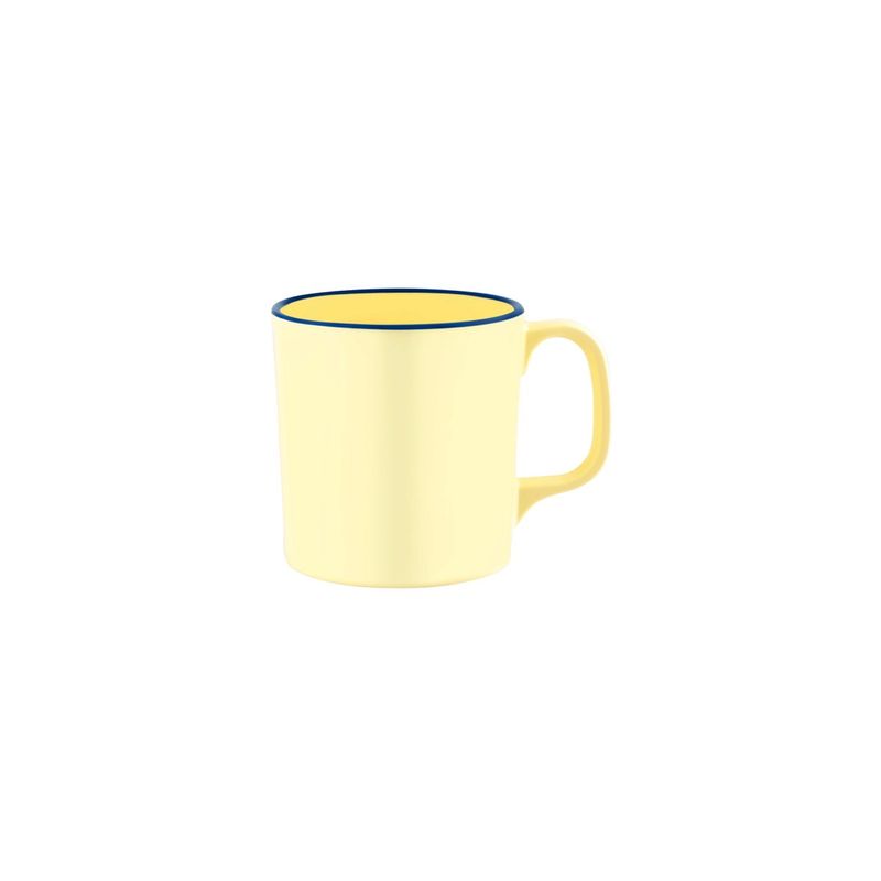 JAB VINTAGE YELLOW/BLUE RIM ENAMEL LOOK MUG  80x85mm (*49928*) = PACK OF 6 X EACHES