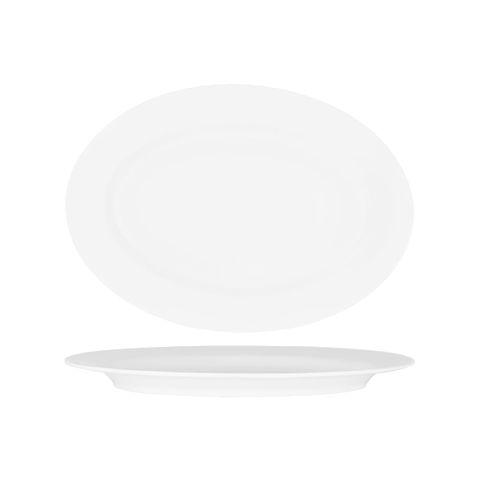 SUPERWARE OVAL PLATTER 360mm RIMMED WHITE (20124) (*49642*) = PACK OF 12 X EACHES