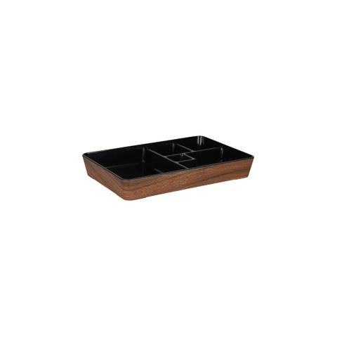 ZICCO MELAMINE INROOM BENTO 5 COMP BOX WNT/BLK 284x189x41mm (*46394*) = PACK OF 6 X EACHES