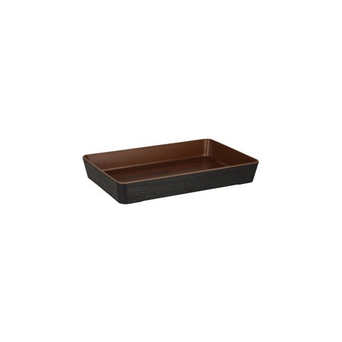 ZICCO MELAMINE INROOM BENTO BASE TRAY WALNUT/BLK 284x189x41m (*46391*) = PACK OF 6 X EACHES
