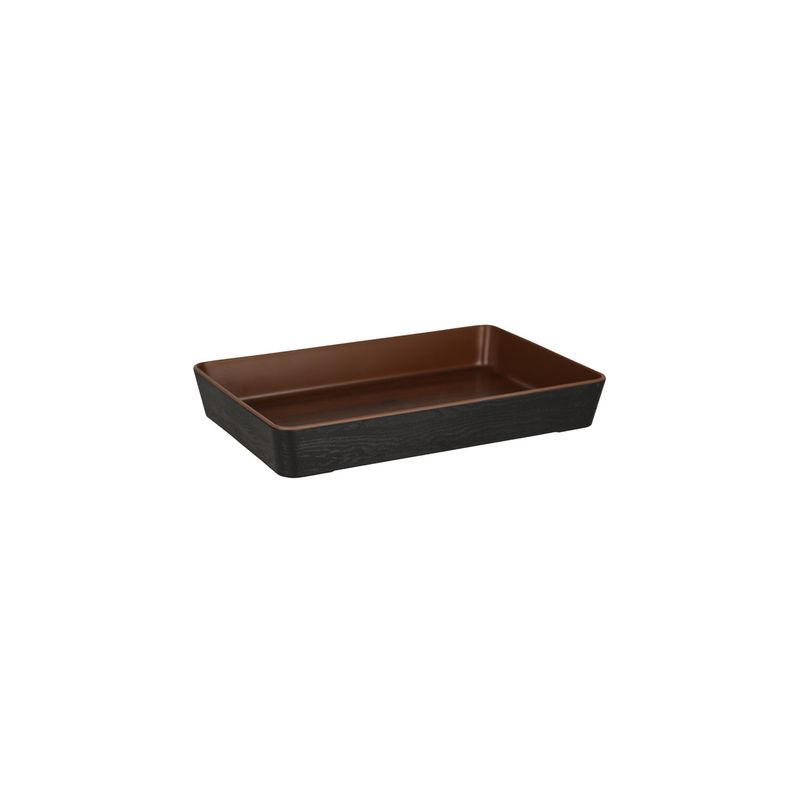 ZICCO MELAMINE INROOM BENTO BASE TRAY WALNUT/BLK 284x189x41m (*46391*) = PACK OF 6 X EACHES