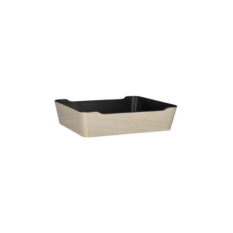 ZICCO MELAMINE BENTO TRAY BOX WHITEWASH/BLACK 290x240x70mm (*46380*) = PACK OF 6 X EACHES