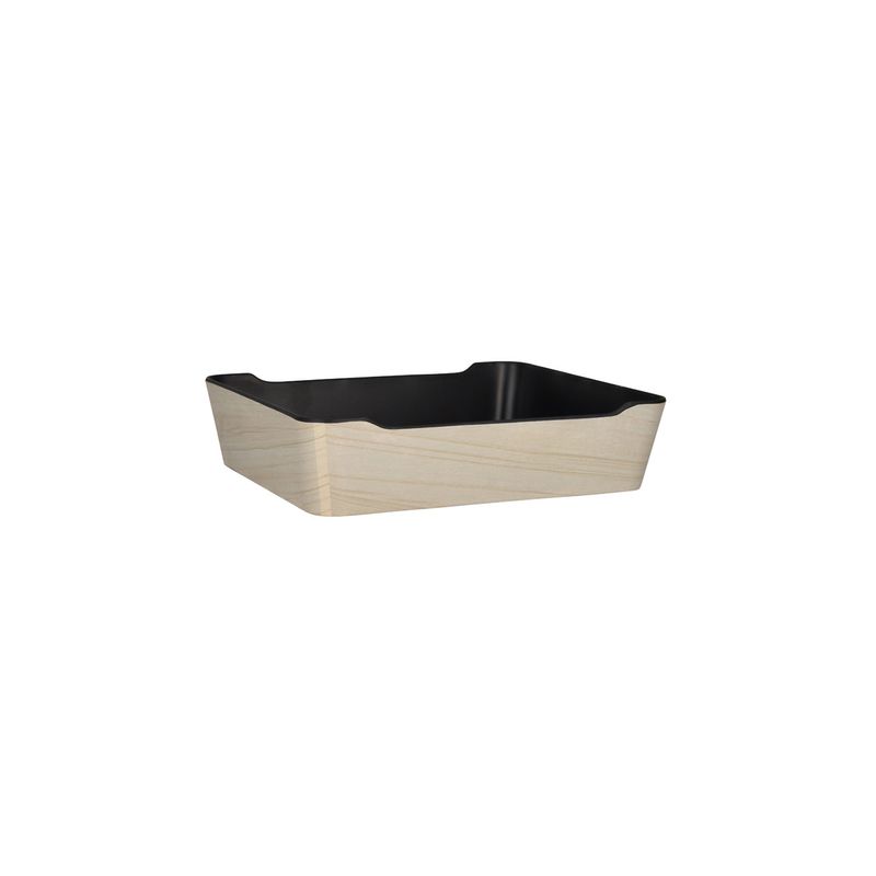 ZICCO MELAMINE BENTO TRAY BOX WHITEWASH/BLACK 290x240x70mm (*46380*) = PACK OF 6 X EACHES
