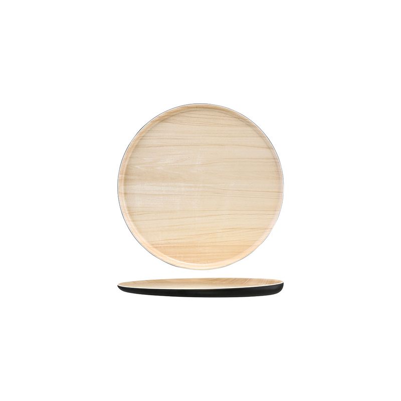 ZICCO MELAMINE ECHO ROUND PLATTER BLACK/BIRCH 227x26mm (*46558*) = PACK OF 6 X EACHES