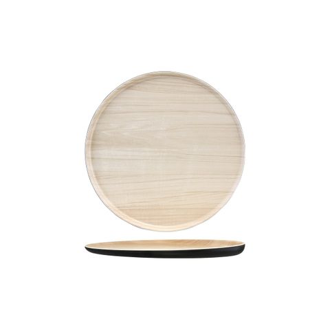 ZICCO MELAMINE ECHO ROUND PLATTER BLACK/BIRCH 300x26mm (*46560*) = PACK OF 6 X EACHES