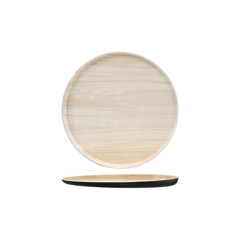 ZICCO MELAMINE ECHO ROUND PLATTER BLACK/BIRCH 300x26mm (*46560*) = PACK OF 6 X EACHES