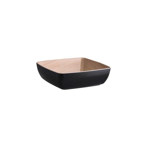 ZICCO MELAMINE ECHO BLACK/BIRCH SERVING BOWL 250x250x75mm (*46540*) = PACK OF 6 X EACHES