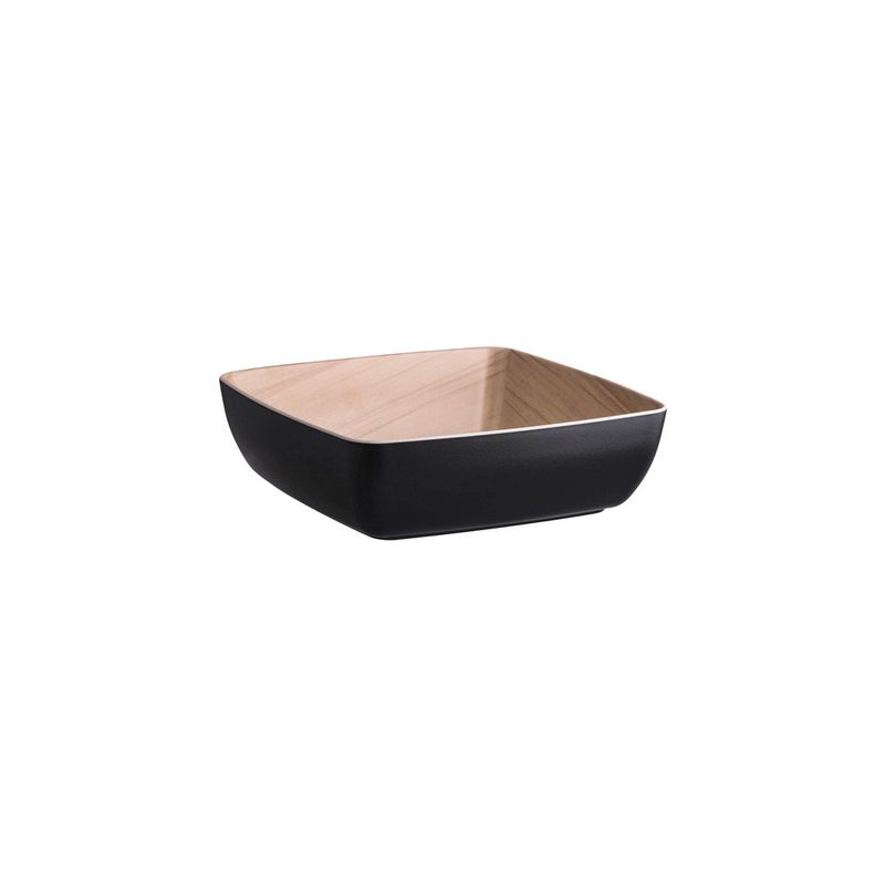 ZICCO MELAMINE ECHO BLACK/BIRCH SERVING BOWL 250x250x75mm (*46540*) = PACK OF 6 X EACHES