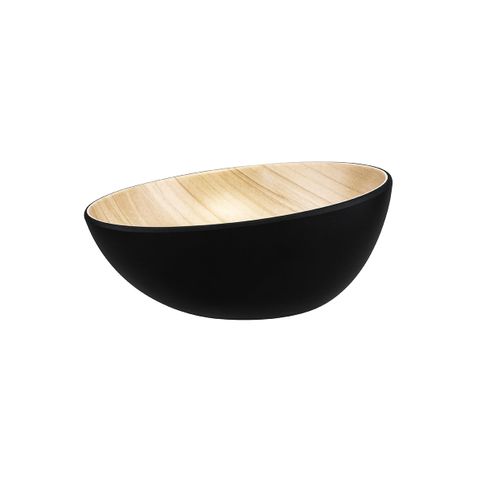 ZICCO MELAMINE ECHO ROUND BOWL BLACK/BIRCH 285x138mm (*46516*) = PACK OF 3 X EACHES