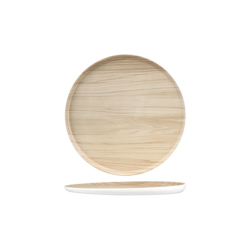 ZICCO MELAMINE ECHO ROUND PLATTER WHITE/BIRCH 300x26mm (*46561*) = PACK OF 6 X EACHES