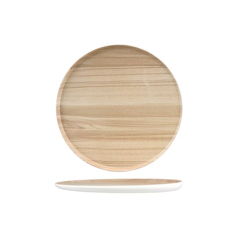 ZICCO MELAMINE ECHO ROUND PLATTER WHITE/BIRCH 329x26mm (*46563*) = PACK OF 5 X EACHES