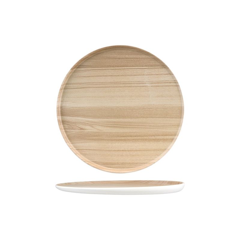 ZICCO MELAMINE ECHO ROUND PLATTER WHITE/BIRCH 329x26mm (*46563*) = PACK OF 5 X EACHES