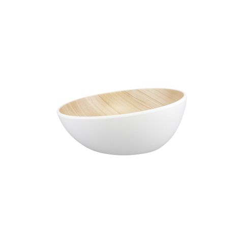 ZICCO MELAMINE ECHO ROUND BOWL WHITE/BIRCH 252x110mm (*46515*) = PACK OF 3 X EACHES