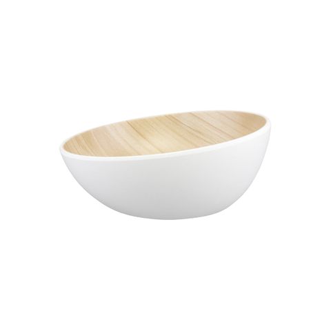 ZICCO MELAMINE ECHO ROUND BOWL WHITE/BIRCH 285x138mm (*46517*) = PACK OF 3 X EACHES