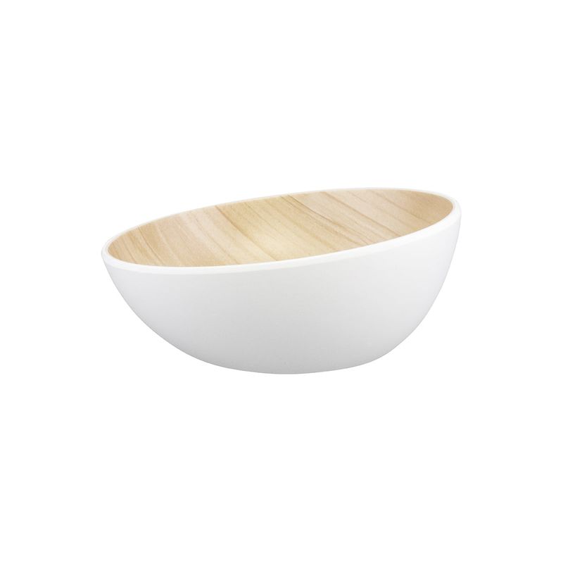 ZICCO MELAMINE ECHO ROUND BOWL WHITE/BIRCH 285x138mm (*46517*) = PACK OF 3 X EACHES