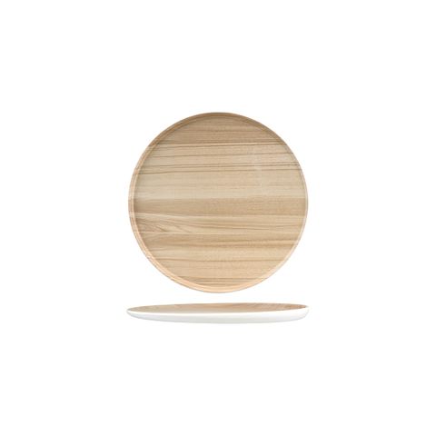 ZICCO MELAMINE ECHO ROUND PLATTER WHITE/BIRCH 227x26mm (*46559*) = PACK OF 6 X EACHES