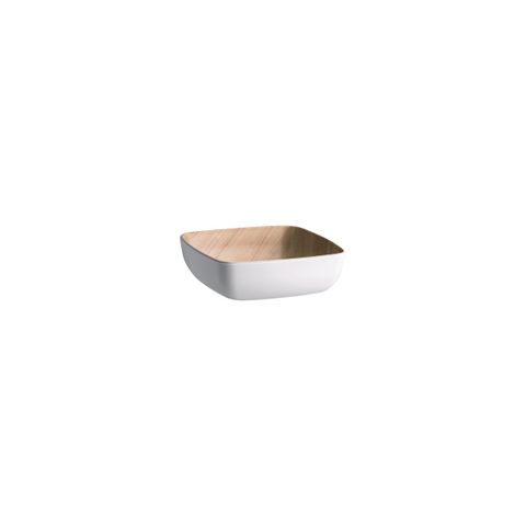 ZICCO MELAMINE ECHO WHITE/BIRCH SERVING BOWL 165x165x55mm (*46533*) = PACK OF 6 X EACHES