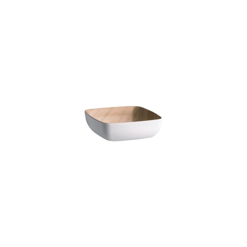 ZICCO MELAMINE ECHO WHITE/BIRCH SERVING BOWL 165x165x55mm (*46533*) = PACK OF 6 X EACHES