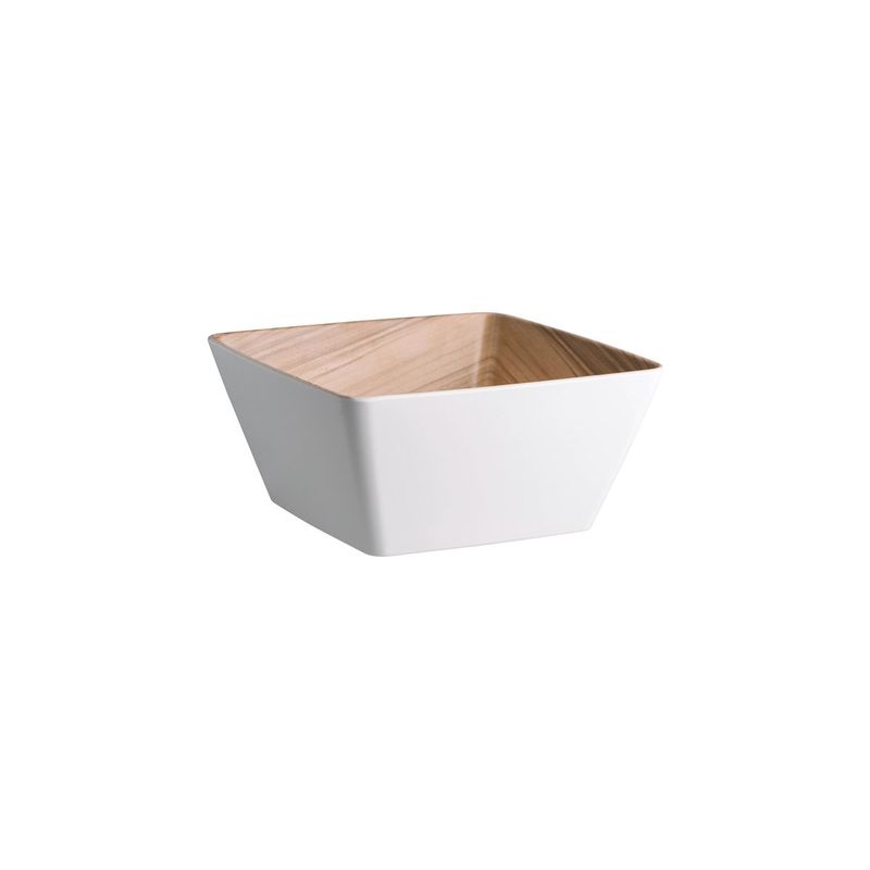 ZICCO MELAMINE ECHO WHITE/BIRCH SQUARE BOWL 250x250x120mm (*46565*) = PACK OF 6 X EACHES