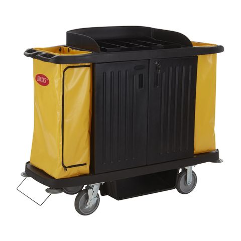 JIWINS HOUSEKEEPING CART w/DOOR BLACK PP 1536x554x1252mm (*JW-HCD2*) =  1 X EACH