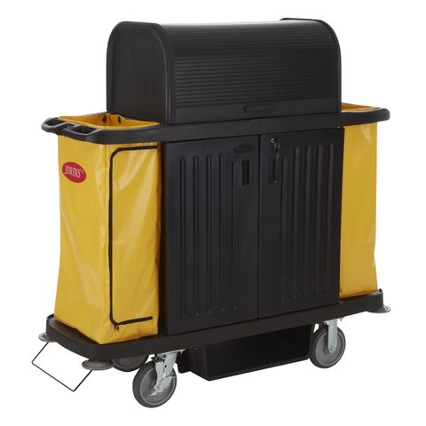 JIWINS HOUSEKEEPING CART BLACK PP 1536x554x1510mm (*JW-HCF3*) =  1 X EACH