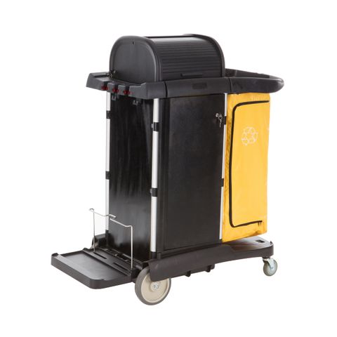 JIWINS LUXURY CLEANING CART BLACK PP 1212x575x1320mm (*JW-CCED*) =  1 X EACH