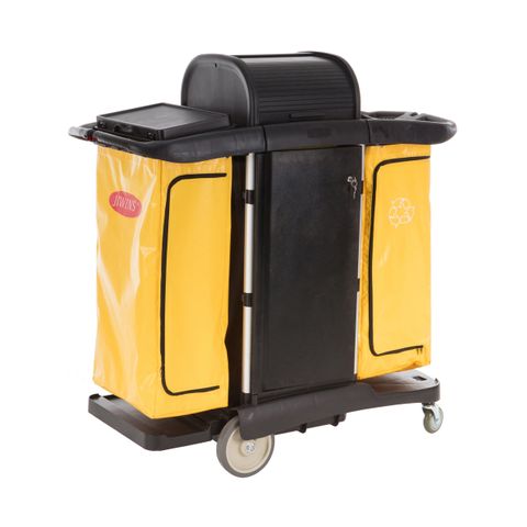JIWINS MEDICAL PLACES CLEANING CART BLACK PP 1300x570x1320mm (*JW-CCMS*) =  1 X EACH