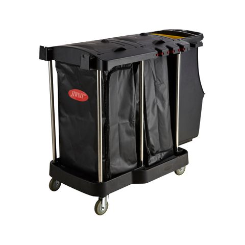 JIWINS LUXURY COMPACT CLEANING CART BLACK PP 1260x575x975mm (*JW-CCL*) =  1 X EACH