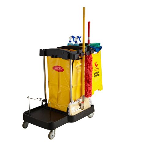 JIWINS SIMPLIFIED COMPACT CLEAN CART BLACK PP 1095x575x975mm (*JW-CCSS*) =  1 X EACH