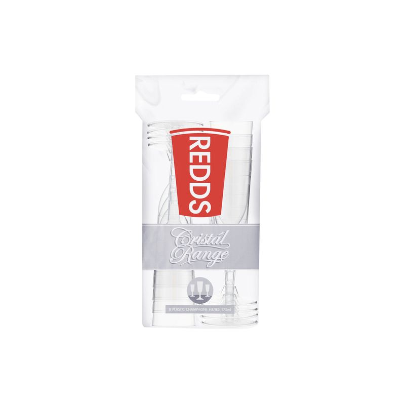 REDDS CHAMPAGNE FLUTES DETACHABLE BASE BPA FREE 175ml 8PK (*RC-C175CR8-15*) = SLEEVE OF 15 X PACKETS