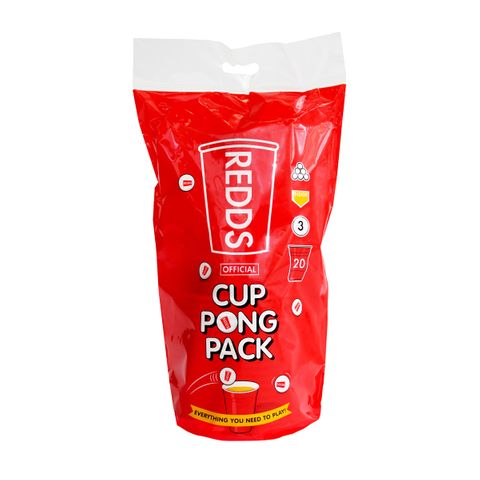REDDS CUP PONG PACK (20xRED CUPS + 3xPING PONG BALLS) (*RC-CP425RD20-12*) = SLEEVE OF 12 X PACKETS