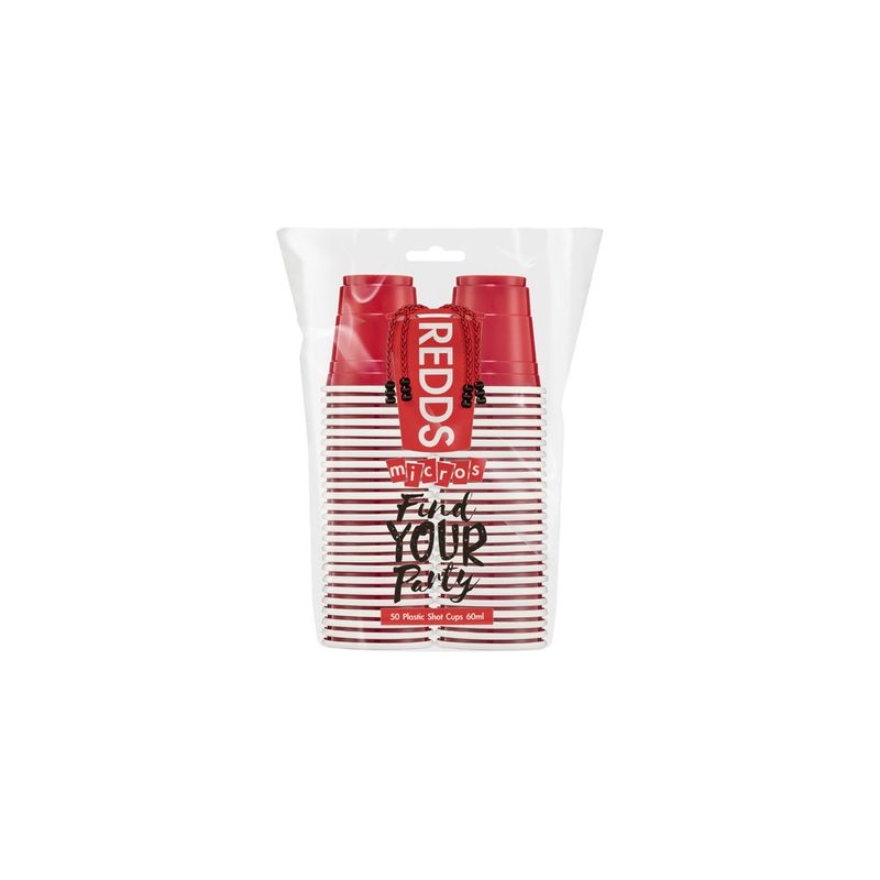 REDDS MICROS RED SHOT CUP 60ml 50PK (C 16) (*RC-60RD50-16*) = SLEEVE OF 16 X PACKETS